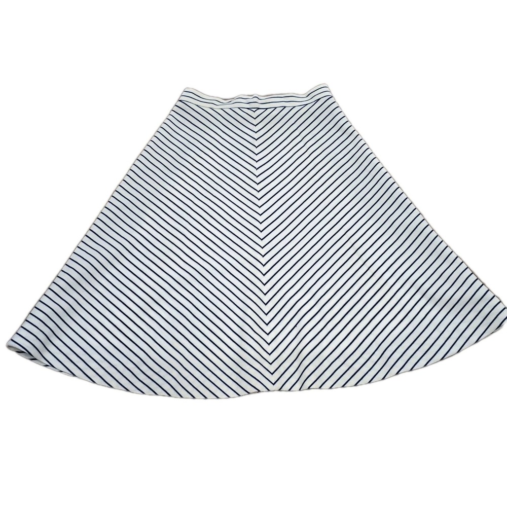 Ginori Sportswear Skirt Womens Vintage White Navy Striped Chevron A-Line Knit